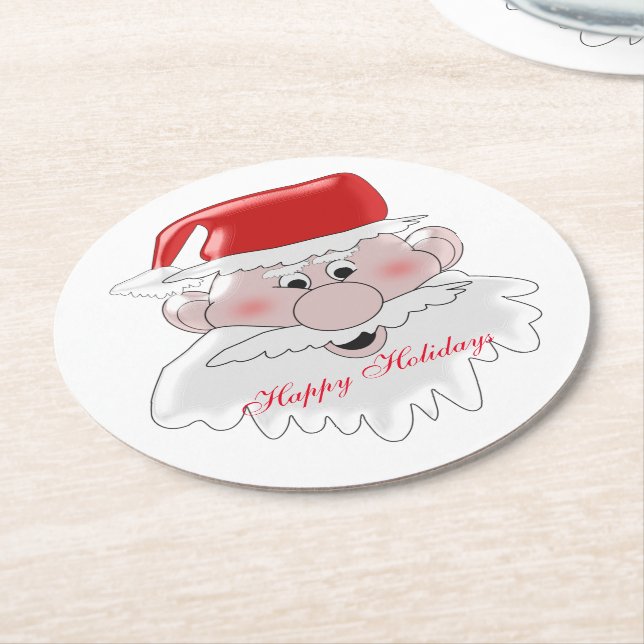 Santa Christmas Round Paper Coaster (Angled)