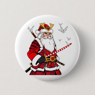 Santa Christmas Santa Claus Japanese Art Samurai 6 Cm Round Badge