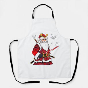 Santa Christmas Santa Claus Japanese Art Samurai  Apron