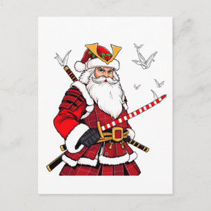 Santa Christmas Santa Claus Japanese Art Samurai Holiday Postcard