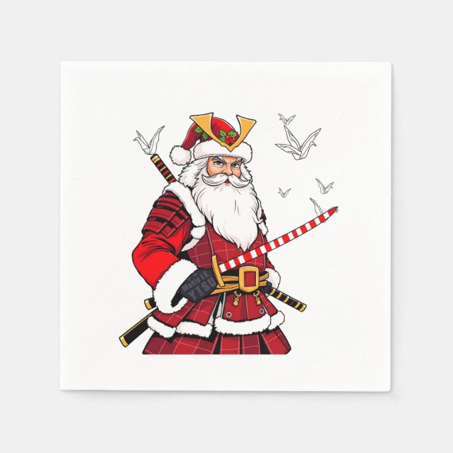 Santa Christmas Santa Claus Japanese Art Samurai  Napkin (Front)