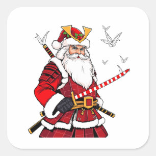 Santa Christmas Santa Claus Japanese Art Samurai  Square Sticker