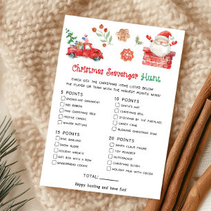 Santa Christmas Scavenger Hunt Game Holiday Card