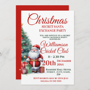 Santa Christmas Secret Santa Exchange Party Invitation