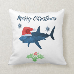 Santa Christmas Shark Cushion