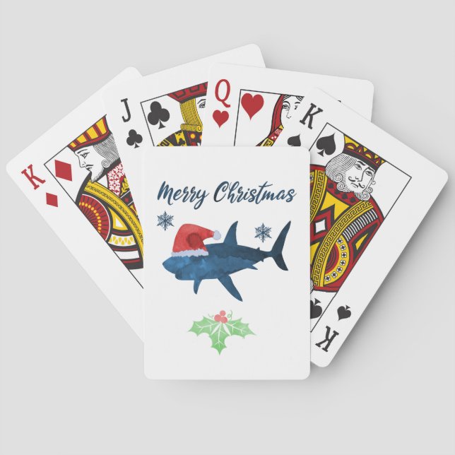 Santa Christmas Shark Playing Cards (Back)