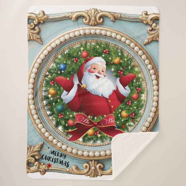Santa Christmas  Sherpa Blanket (Front)