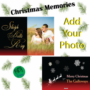 Santa Christmas Sleigh Bells Ring Snowflakes Holiday Card