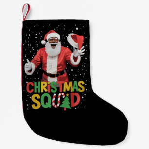 Santa Christmas Squad Black African American Small Christmas Stocking