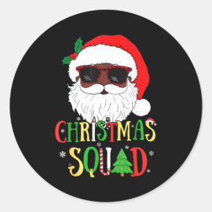 Santa Christmas Squad Black Men African American P Classic Round Sticker