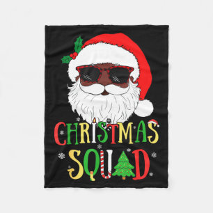 Santa Christmas Squad Black Men African American P Fleece Blanket