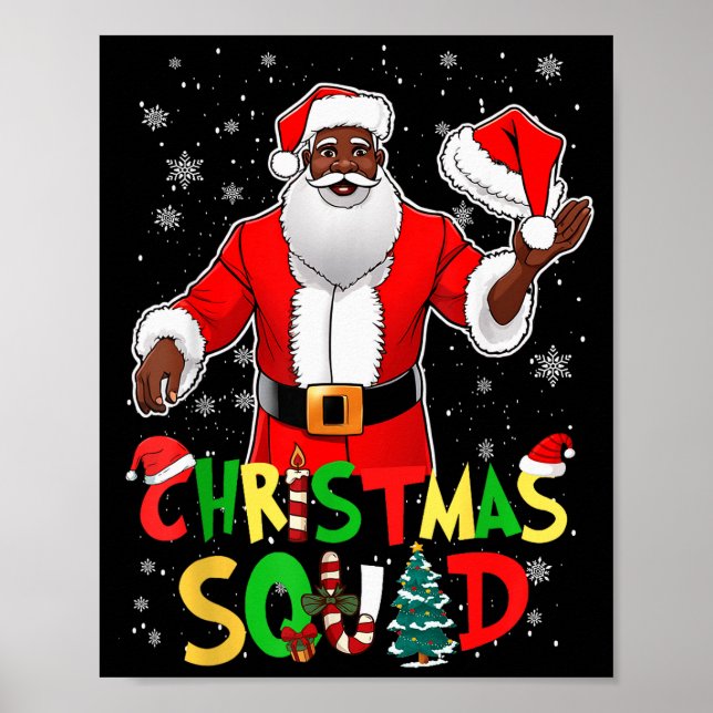 Santa Christmas Squad Black Men African American P Poster (Front)
