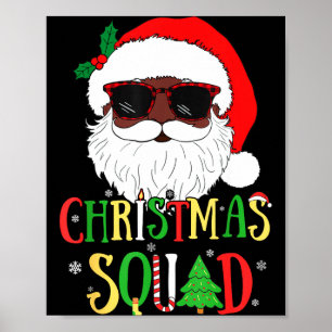 Santa Christmas Squad Black Men African American P Poster