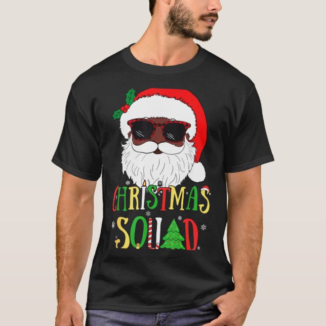 Santa Christmas Squad Black Men African American P T-Shirt (Front)