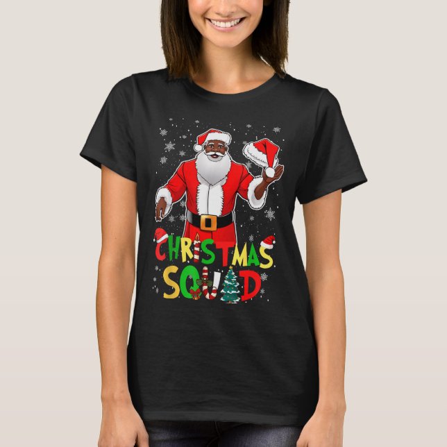 Santa Christmas Squad Black Men African American P T-Shirt (Front)