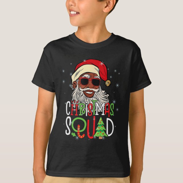 Santa Christmas Squad Black Men African American P T-Shirt (Front)