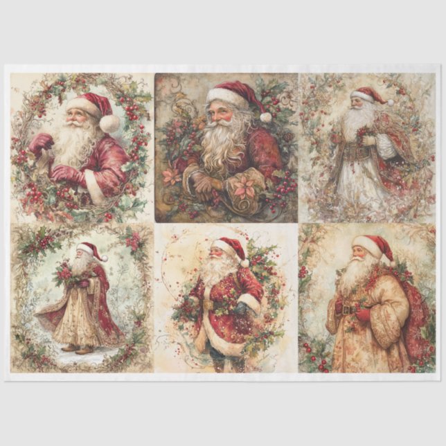Santa  Christmas Squares Tissue Paper (Front)