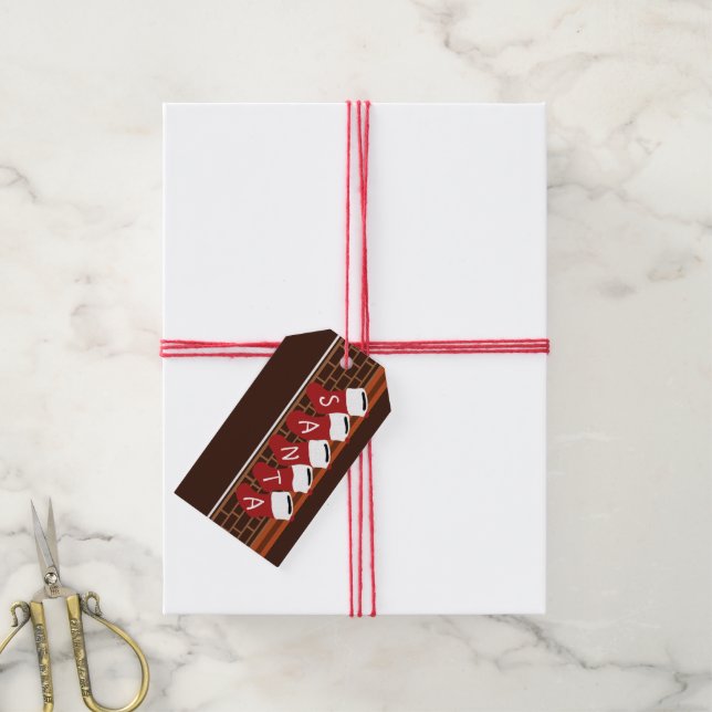 Santa Christmas Stockings Gift Tags (With Twine)
