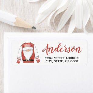 Santa Christmas Sweater Return Address Label