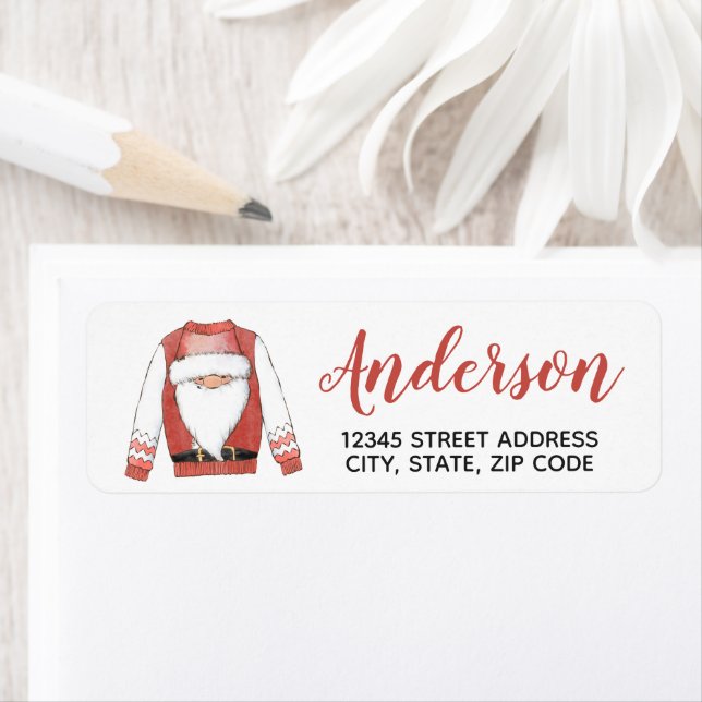 Santa Christmas Sweater Return Address Label (Insitu)