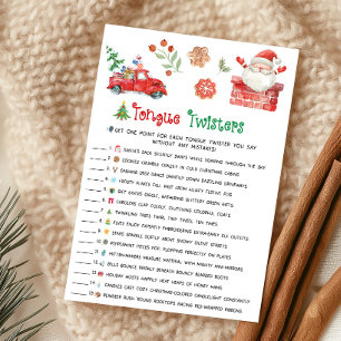 Santa Christmas Tongue Twister Game Holiday Card