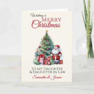 Santa Christmas Tree Daughter And Daughter In Law  Holiday Card