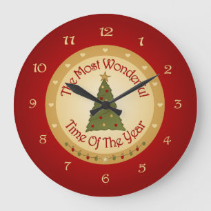 Santa Christmas Tree Large Clock