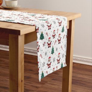Santa Christmas Tree Pattern Short Table Runner