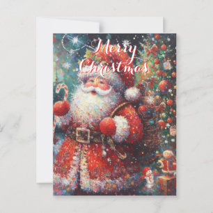 Santa Christmas Tree Personalised Christmas Postcard