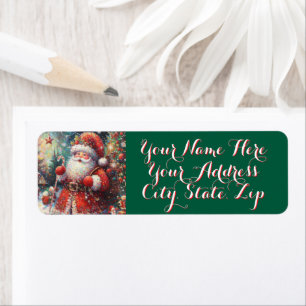 Santa Christmas Tree Personalised Christmas Return Address Label