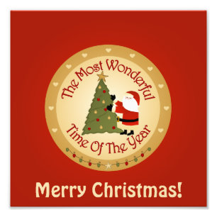 Santa Christmas Tree Photo Print
