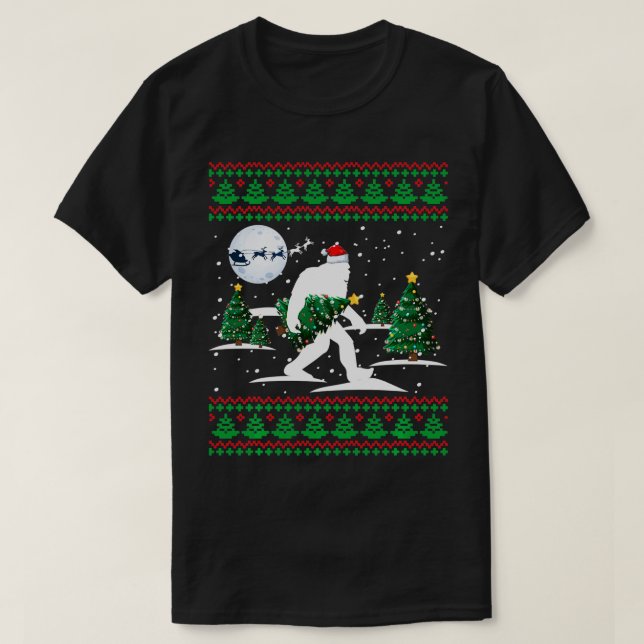 Santa Christmas Tree Ugly Xmas Sweater  (Design Front)