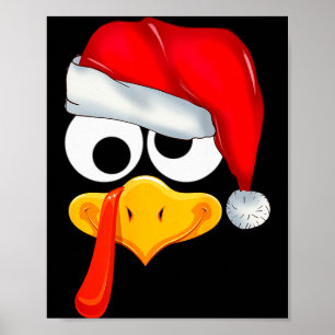 Santa Christmas Turkey Face Funny Family Matching  Poster