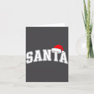 Santa Christmas Varsity Text With Hat Family Xmas  Card