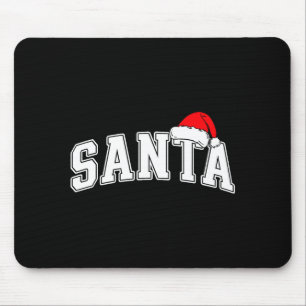 Santa Christmas Varsity Text With Hat Family Xmas Mouse Pad