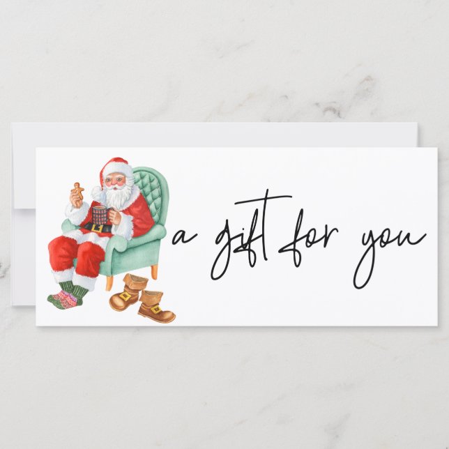 Santa Christmas Watercolor Gift Card  (Front)