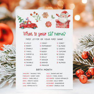 Santa Christmas What is your Elf Name Game Holiday Card