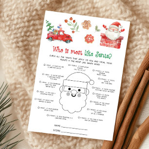 Santa Christmas Who is Most like Santa Game Holiday Card
