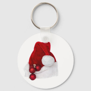 Santa Christmas Winter Hat Stocking Red Key Ring