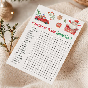 Santa Christmas Word Scrabble Game Holiday Card