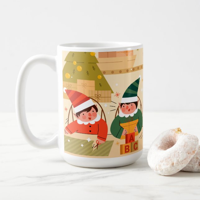 Santa Christmas Workshop Coffee Mug (With Donut)