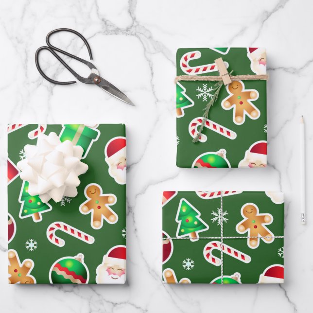 Santa Christmas Wrapping Paper Flat Sheet (Front)