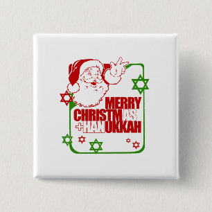 Santa Christmukkah 15 Cm Square Badge