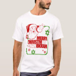 Santa Christmukkah T-Shirt<br><div class="desc">Holiday Humour T-shirts and Apparel Funny Holiday Gear: T-shirts,  Hoodies,  Stickers,  Buttons,  and gifts.</div>