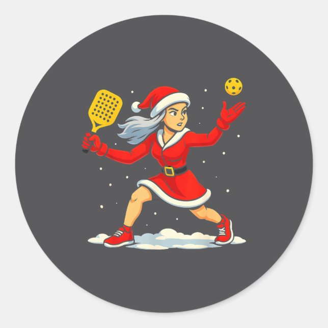 Santa Ckleball Player Christmas Snow Xmas Pajamas  Classic Round Sticker (Front)