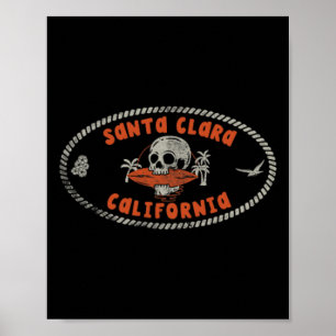 Santa Clara California Ca Retro Surfer Front And C Poster