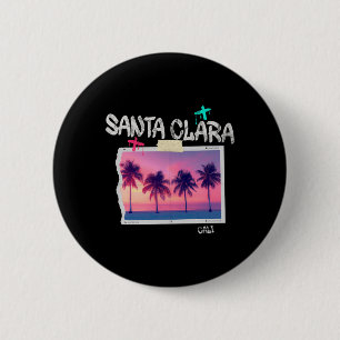 Santa Clara California Retro Surfer Vintage Beach  6 Cm Round Badge