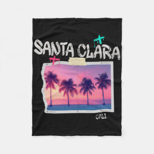 Santa Clara California Retro Surfer Vintage Beach Fleece Blanket