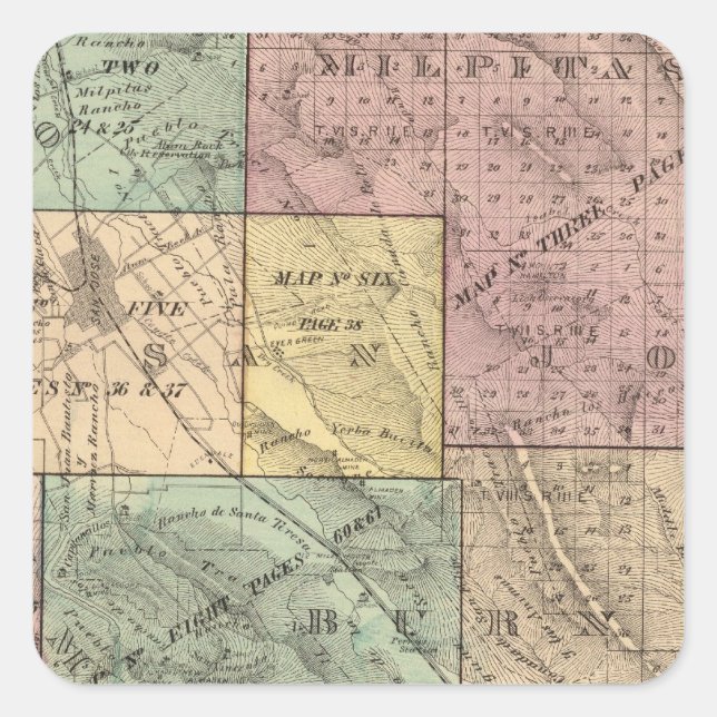 Santa Clara Co index map Square Sticker (Front)
