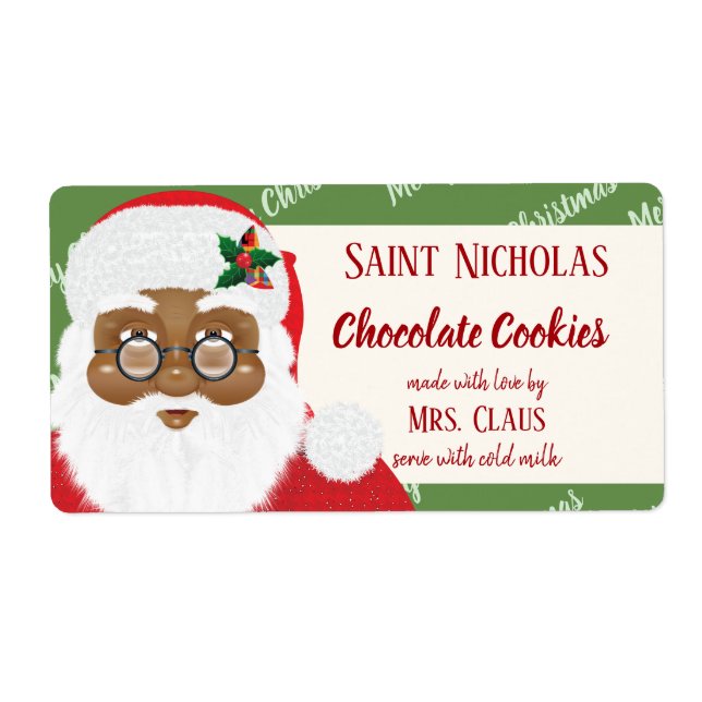 Santa Claus African American Christmas Cookie Gift (Front)